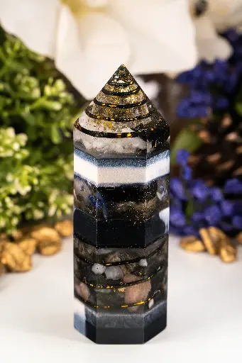 [OO-241009-04M] Hexagon Orgonit Obelisk "Harmonia Noctis"